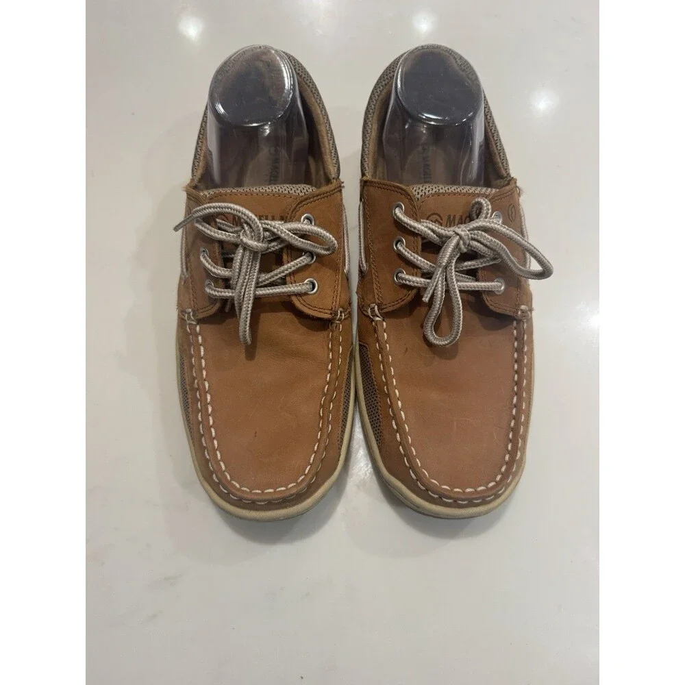 Magellan Outdoors Leather Boat Shoes Mens Brown Laguna Madre Size 9D